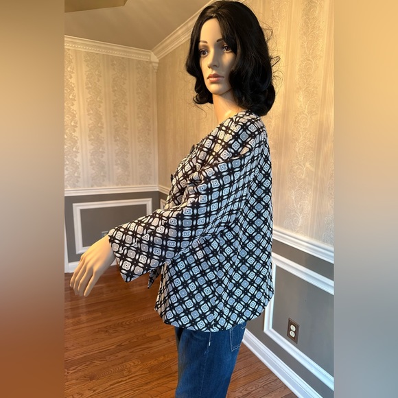 DRESSBARN!🤩Vintage Swing Jacket! Dressy Blazer/Worn Once! Blk-white/Size-L - Picture 3 of 14